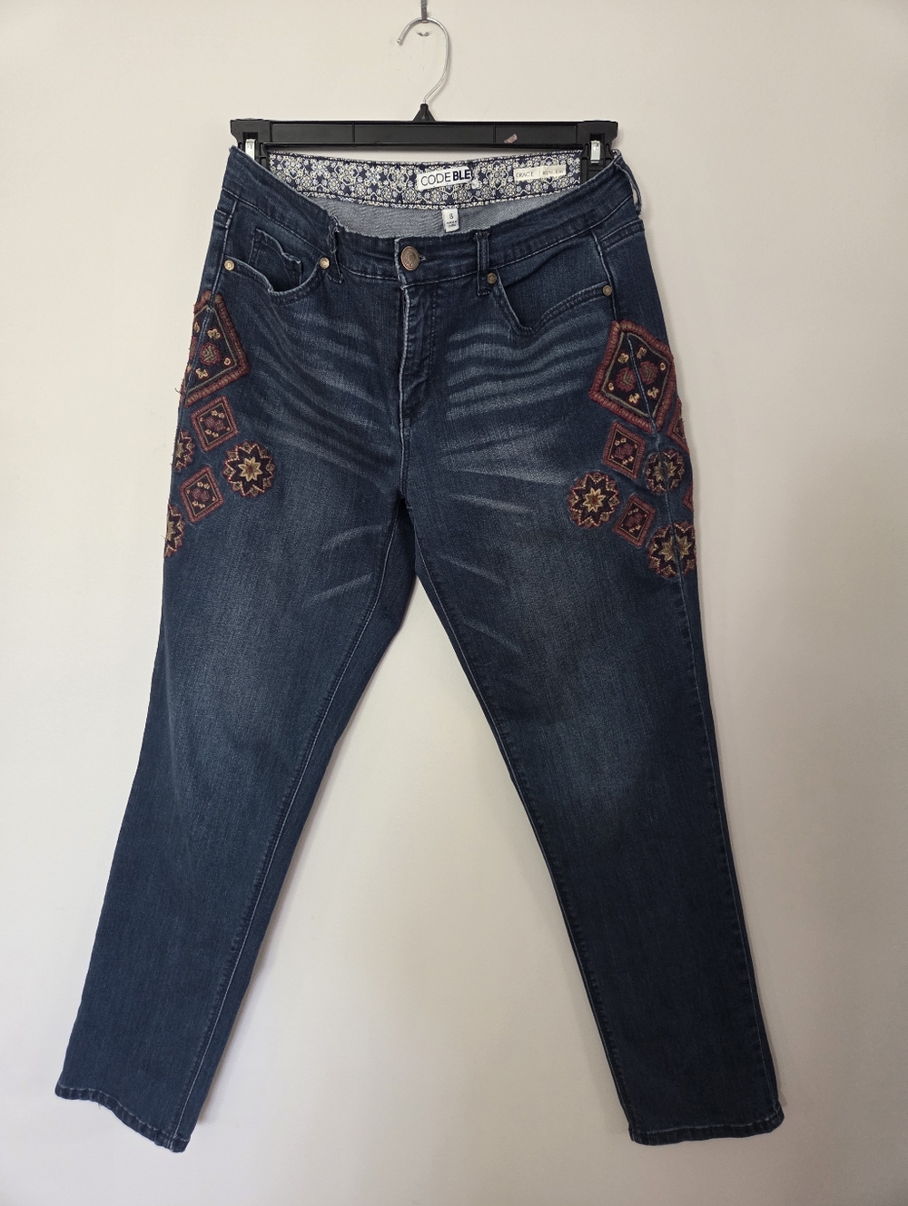 Vintage American Blues CODE BLEU Gracie Bestie Skinny Jeans Embroidered